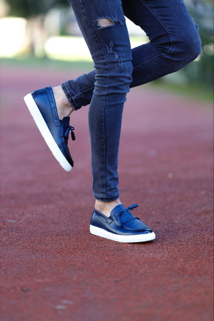 Eva Sole Dark Blue Loafers - Image 5