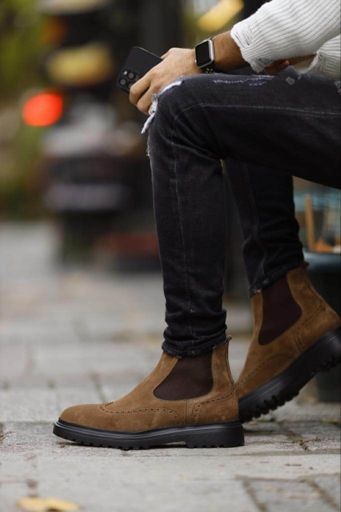 Geneva Brown Nubuck Chelsea Boots - Image 5