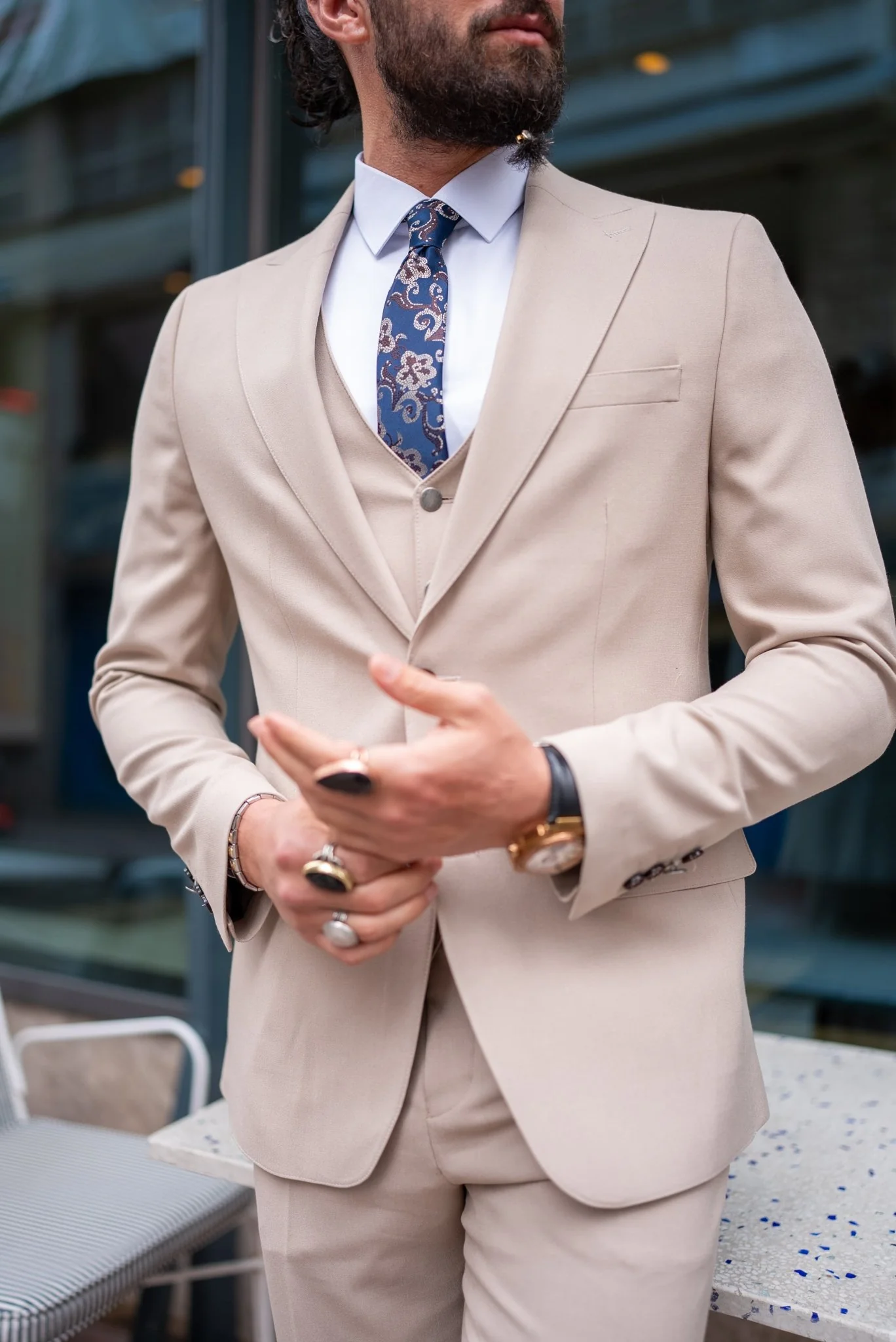 Golden Hour Affair Beige Suit - Image 3