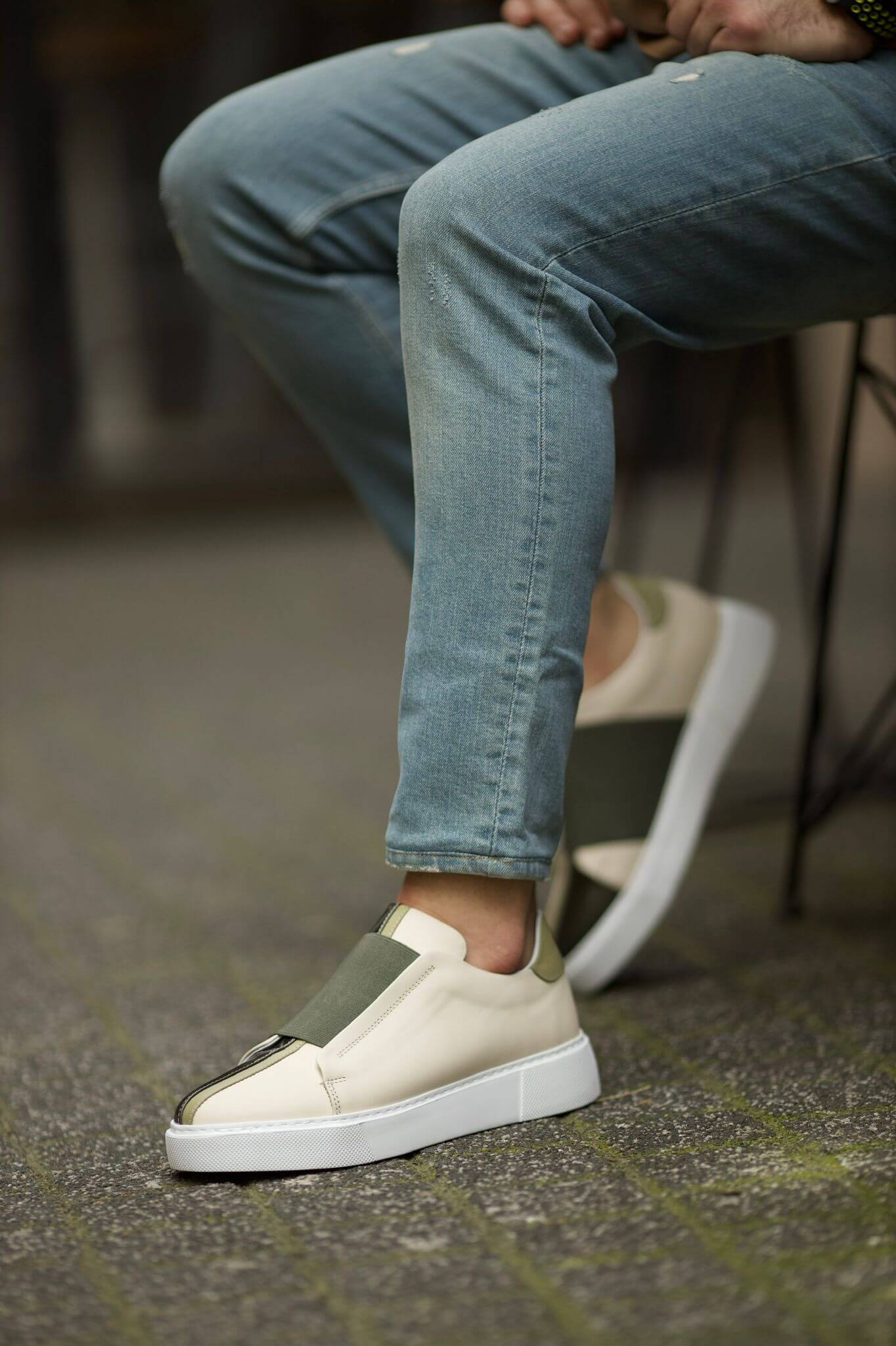 Cartagena Green-Beige Slip-On Sneakers - Image 3
