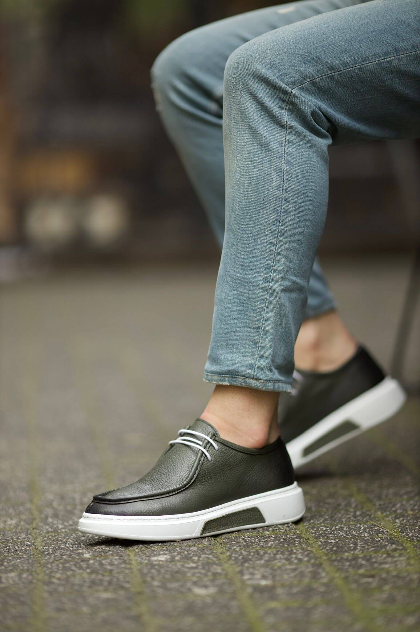 Santiago Green Casual Derby Shoes.