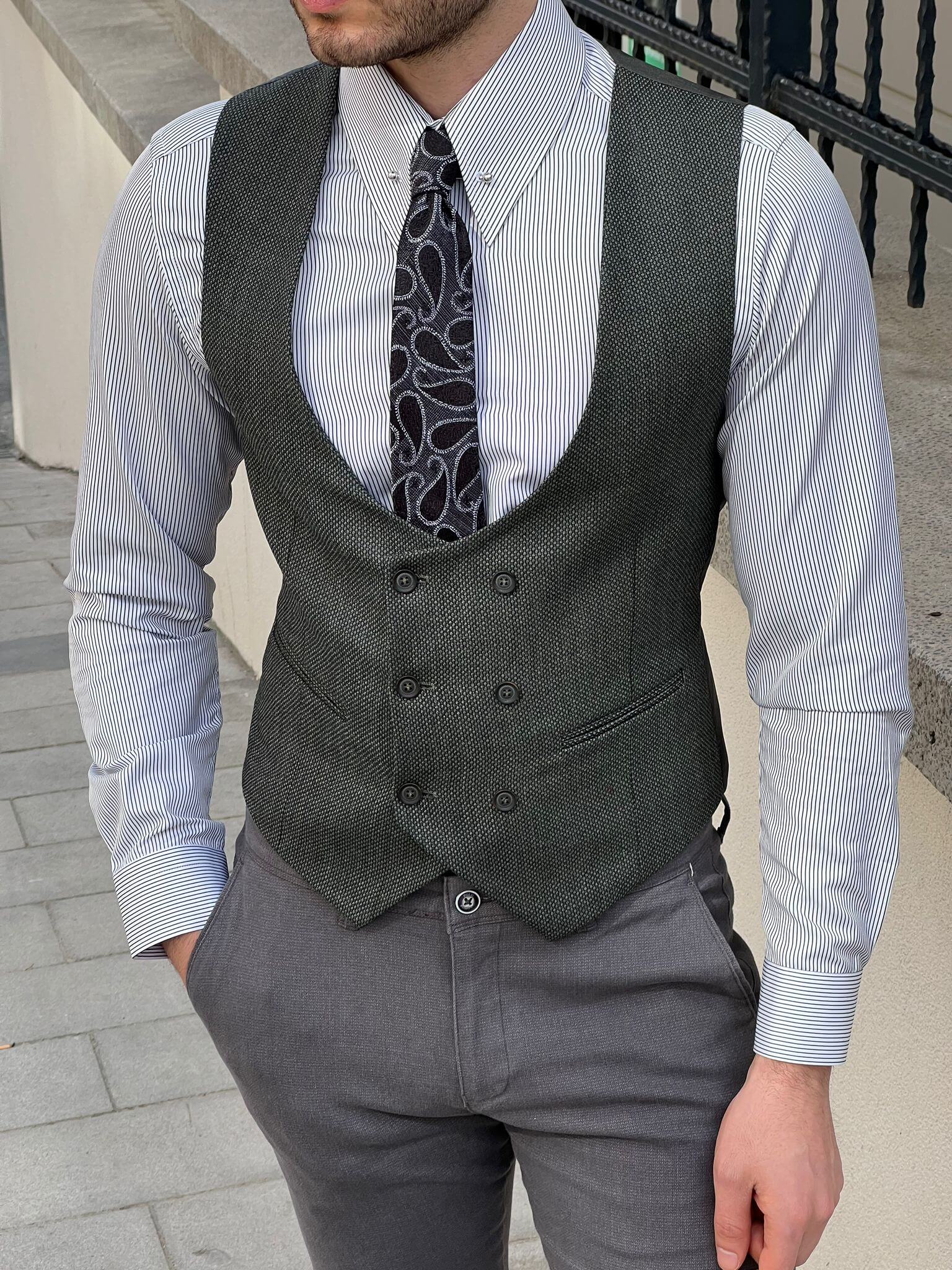 Green Double Breasted Vest - Image 3