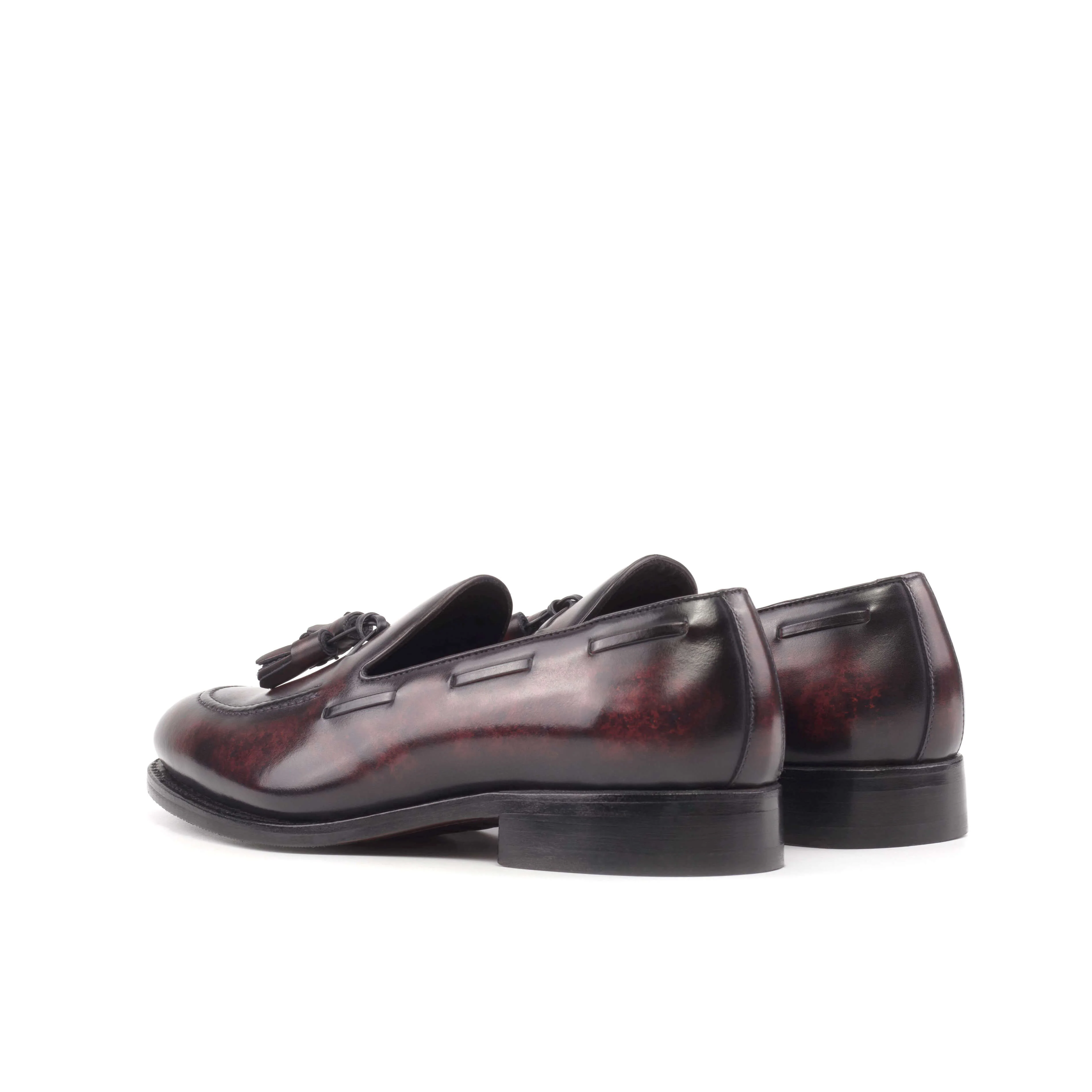 Handmade Burgundy Patina Leather Tassel Loafers. - Image 4