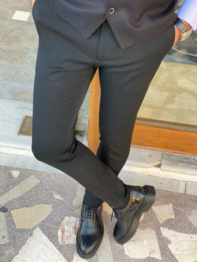 HolloMen Slim Fit Black Formal Pants - Image 3