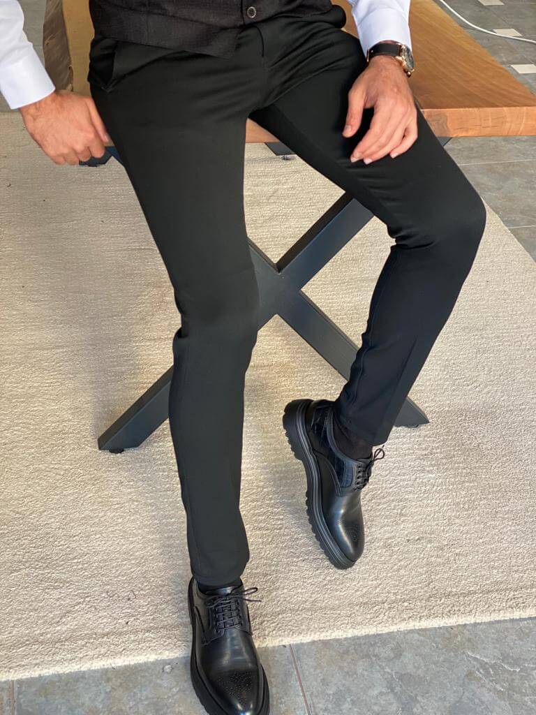 HolloMen Slim Fit Black Formal Pants - Image 4