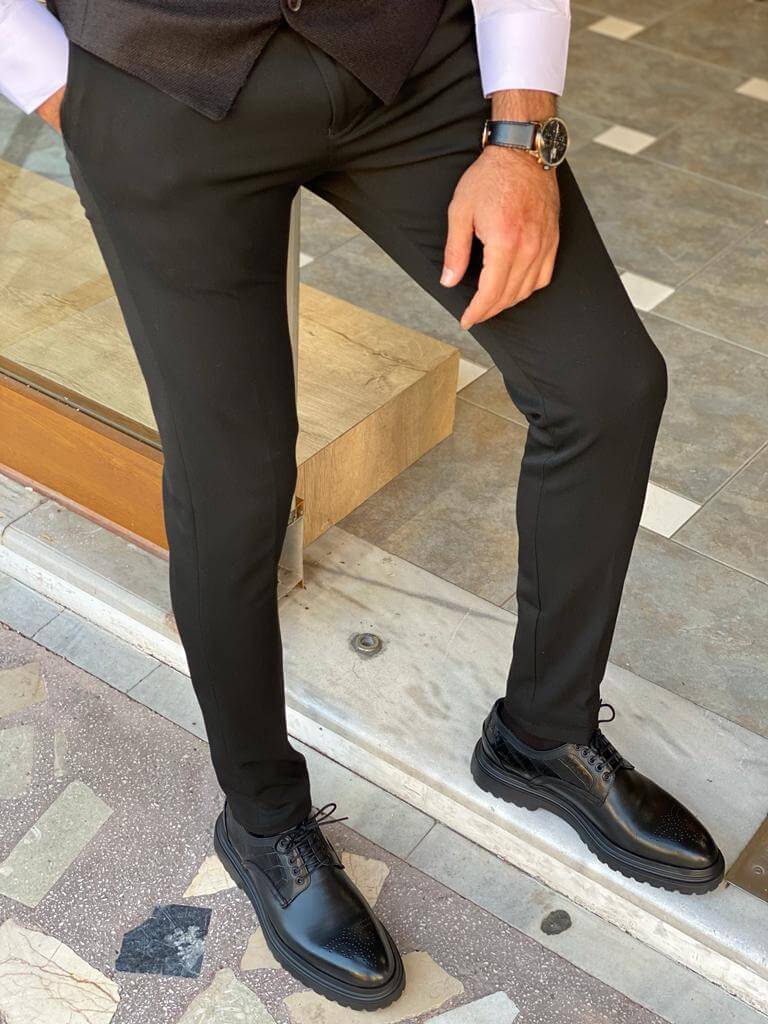 HolloMen Slim Fit Black Formal Pants - Image 5