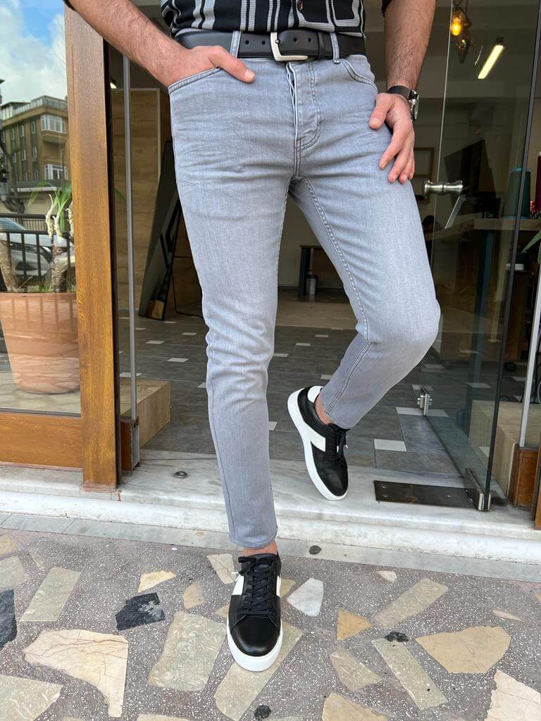 Slim Fit Gray Jeans for Men - Image 4
