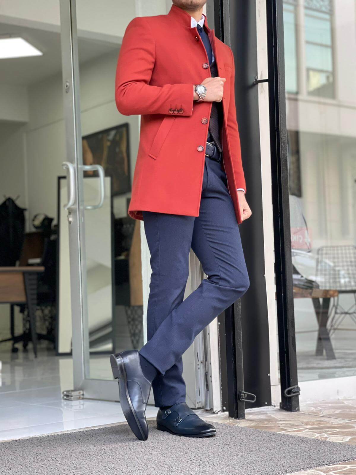 Hollo Judge Collar Tile Wool Coat - Image 7