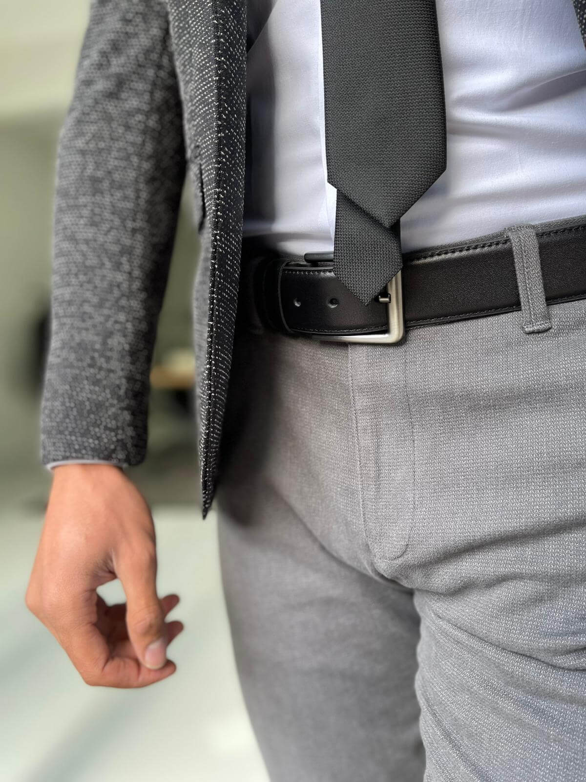 HolloMen Gray Slim Fit Formal Trousers. - Image 4