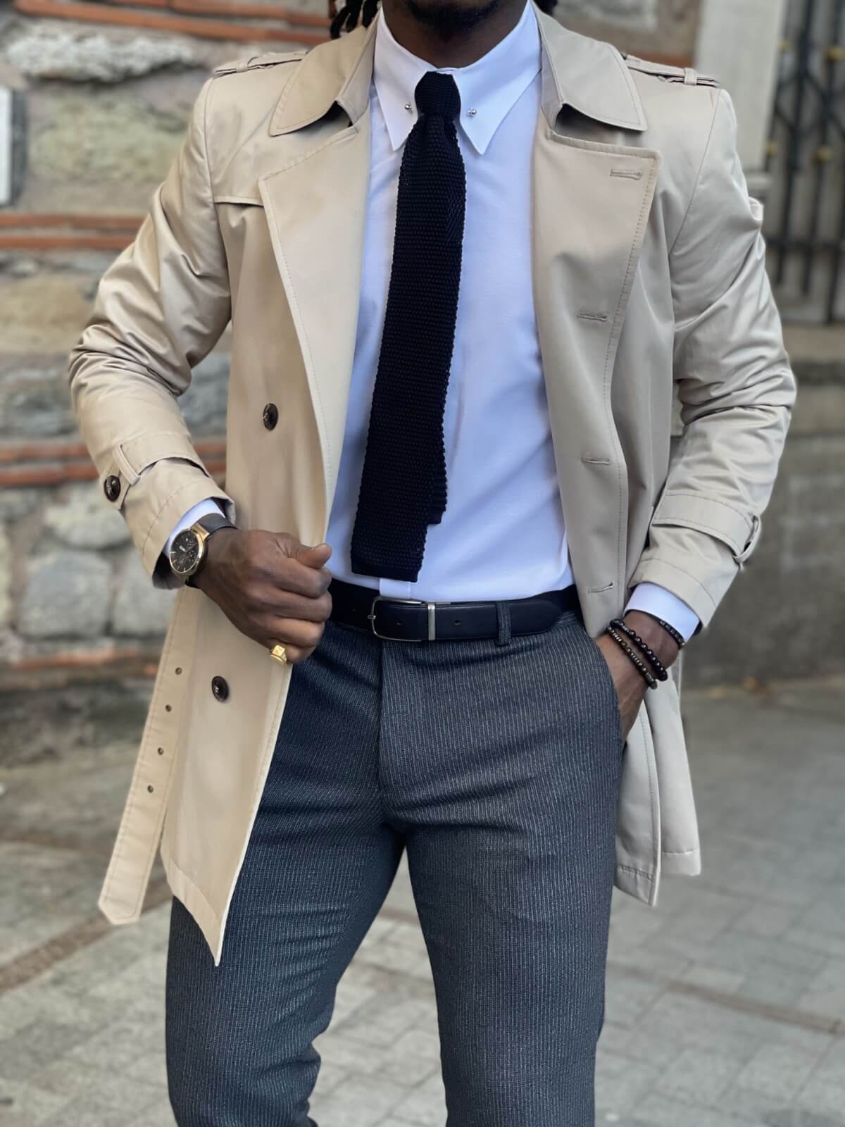HolloMen Beige Trench Coat - Image 3