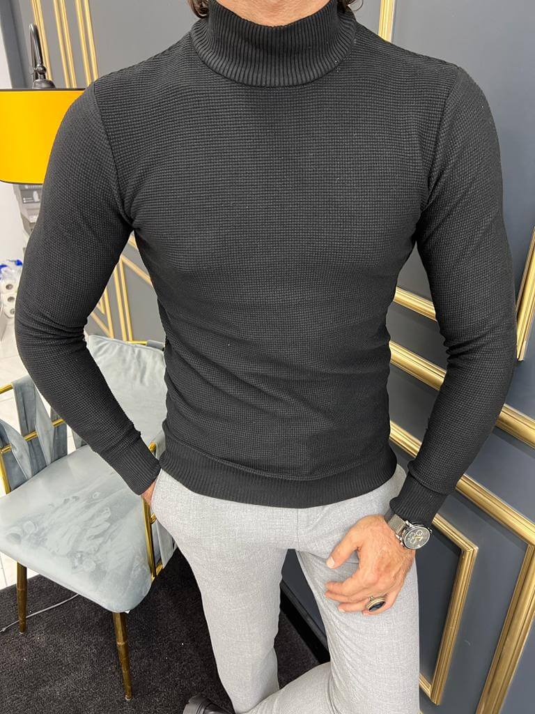 HolloMen Black Mock Turtleneck - Image 3