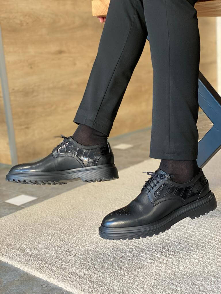 Berlin Black Leather Derby Shoes - Image 3