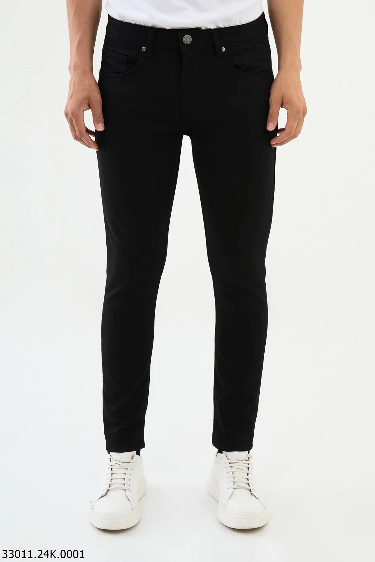 HolloMen Black Slim Fit Stretch Denim Jeans.