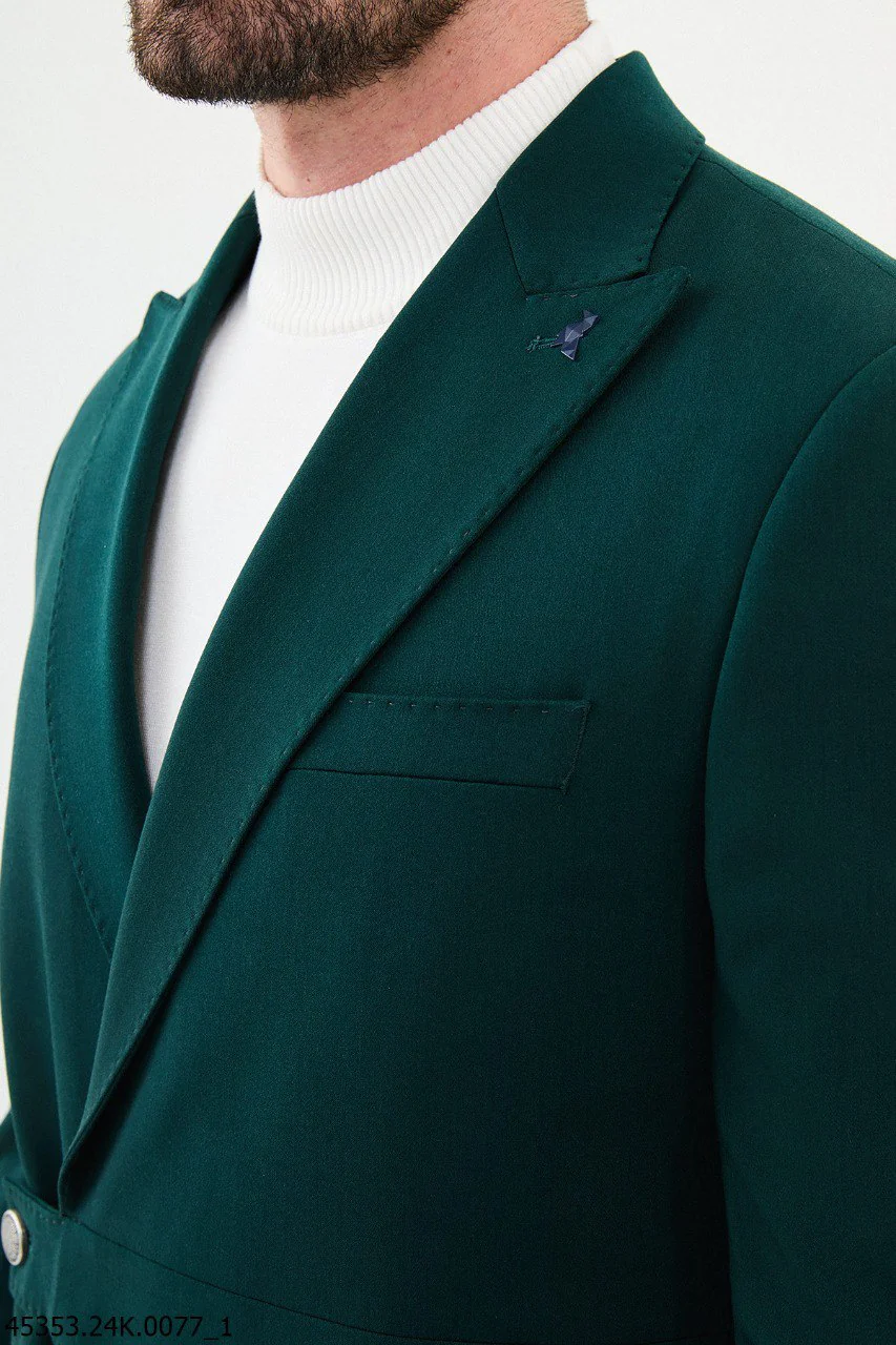HolloMen Deep Green Modern Fit Single-Breasted Suit. - Image 3