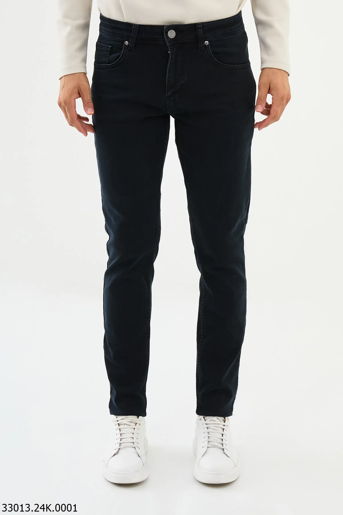 HolloMen Navy Blue Slim-Fit Denim Pants. - Image 3