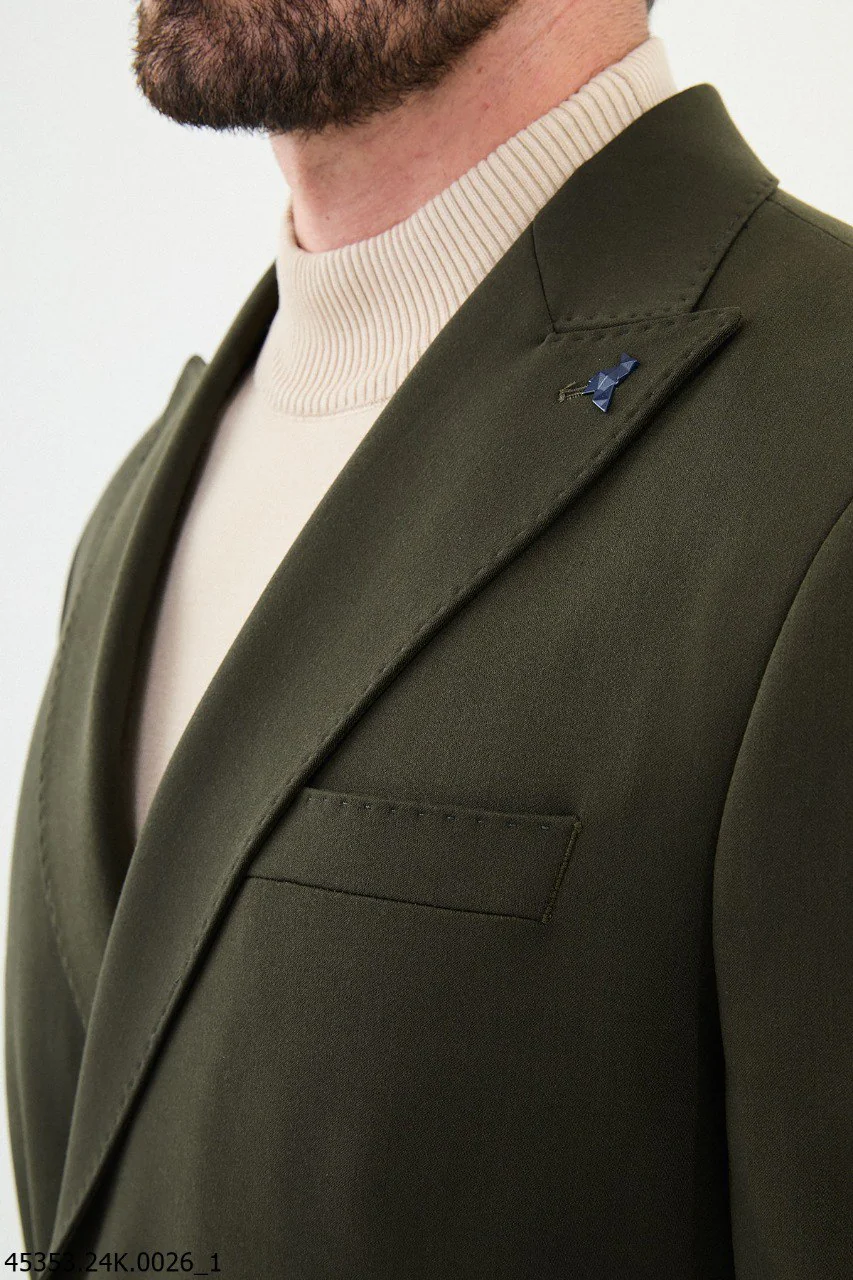 HolloMen Olive Green Single-Breasted Suit. - Image 3