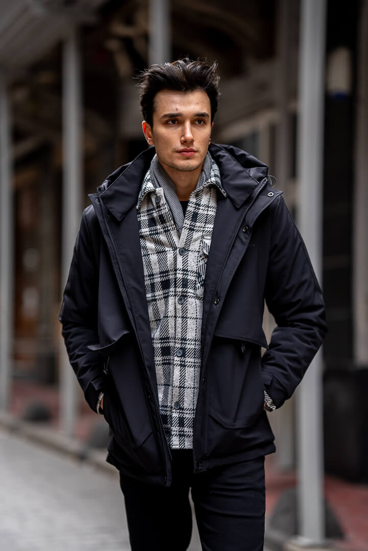 HolloMen's Black Waterproof Coat - Image 4
