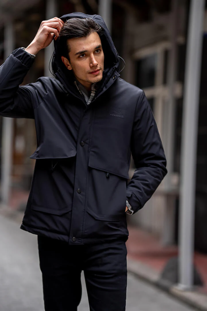 HolloMen's Black Waterproof Coat - Image 5
