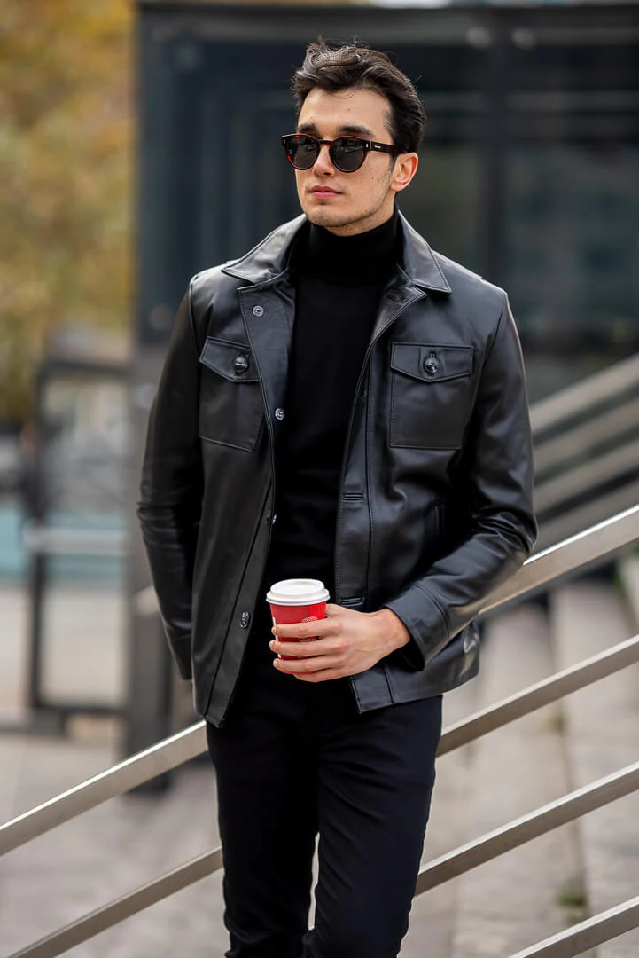 Iconic Men's Black Leather Coat - Image 3