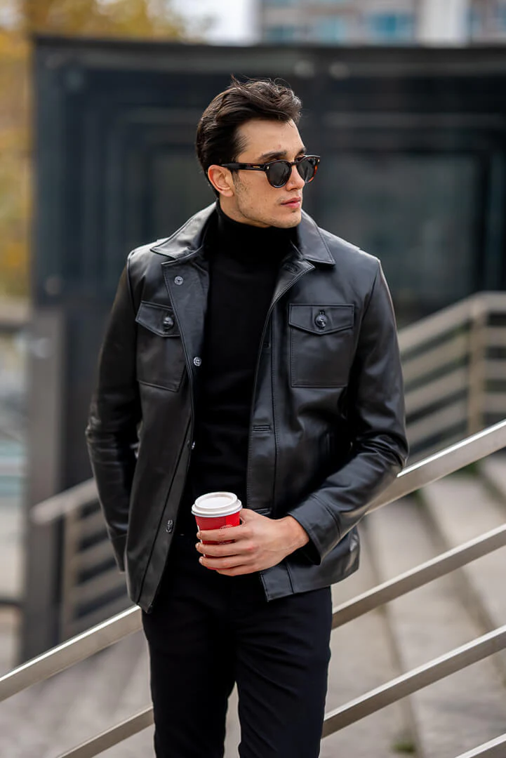 Iconic Men's Black Leather Coat - Image 4
