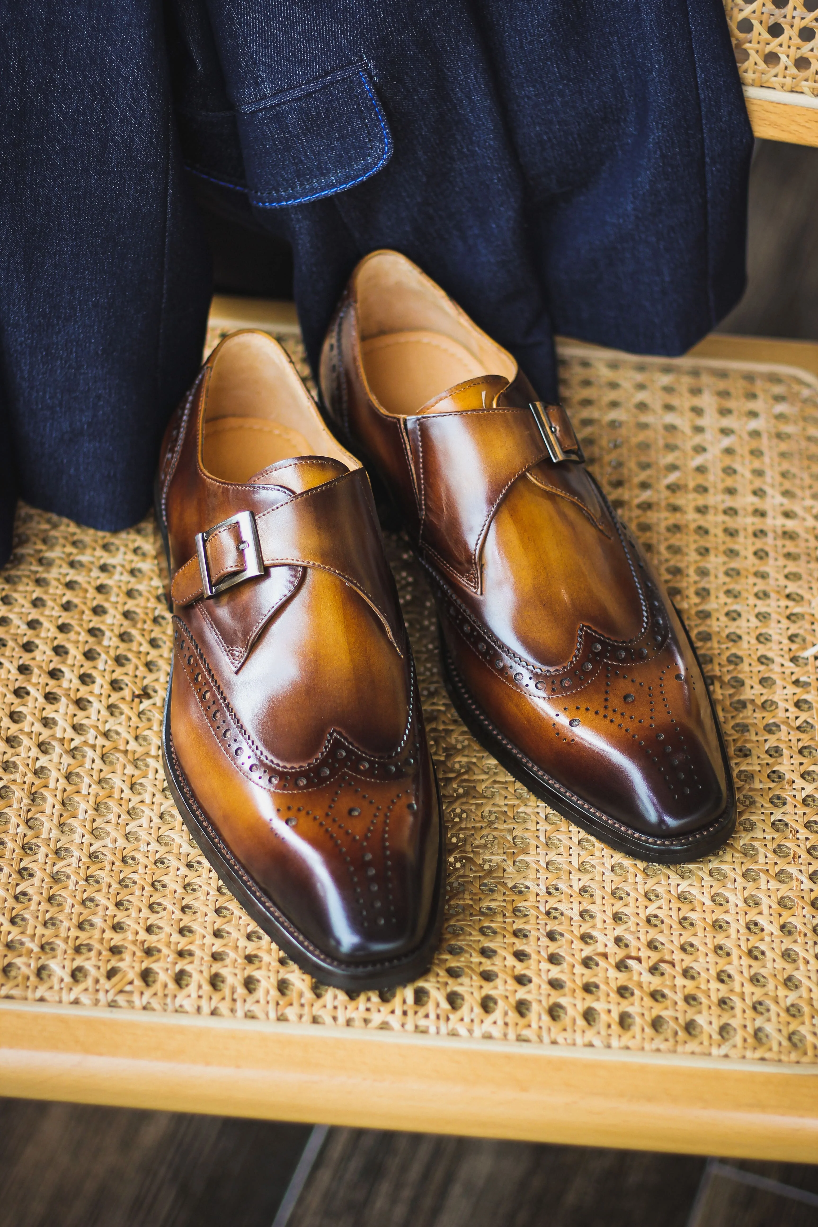 Imperial Patina Brown Monk Straps - Mahogany - Image 4