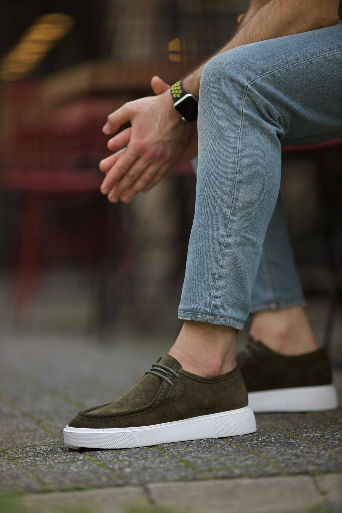 Lisbon Khaki Suede Casual Derby Shoes. - Image 4