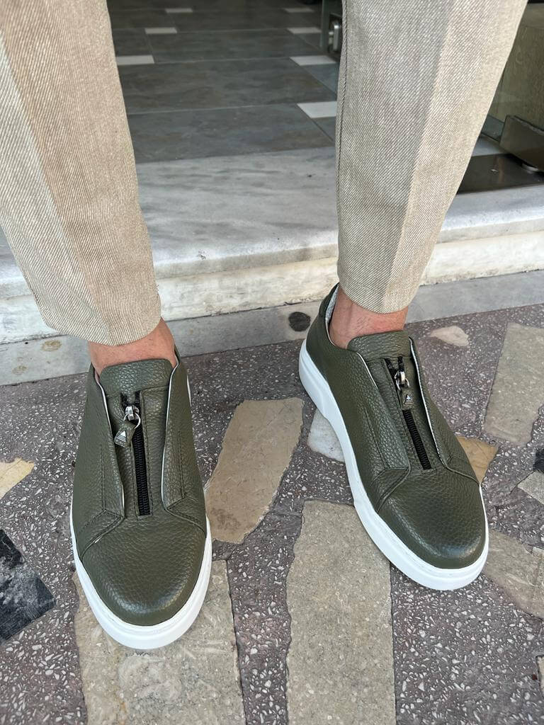 Osaka Khaki Zipper Sneakers - Image 4