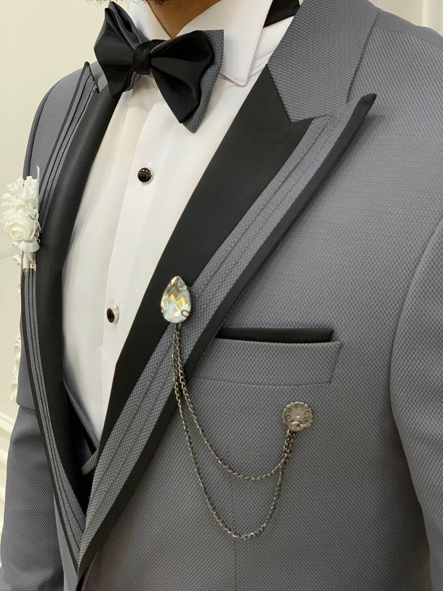 Khulan Slim Fit Grey Tuxedo - Image 4