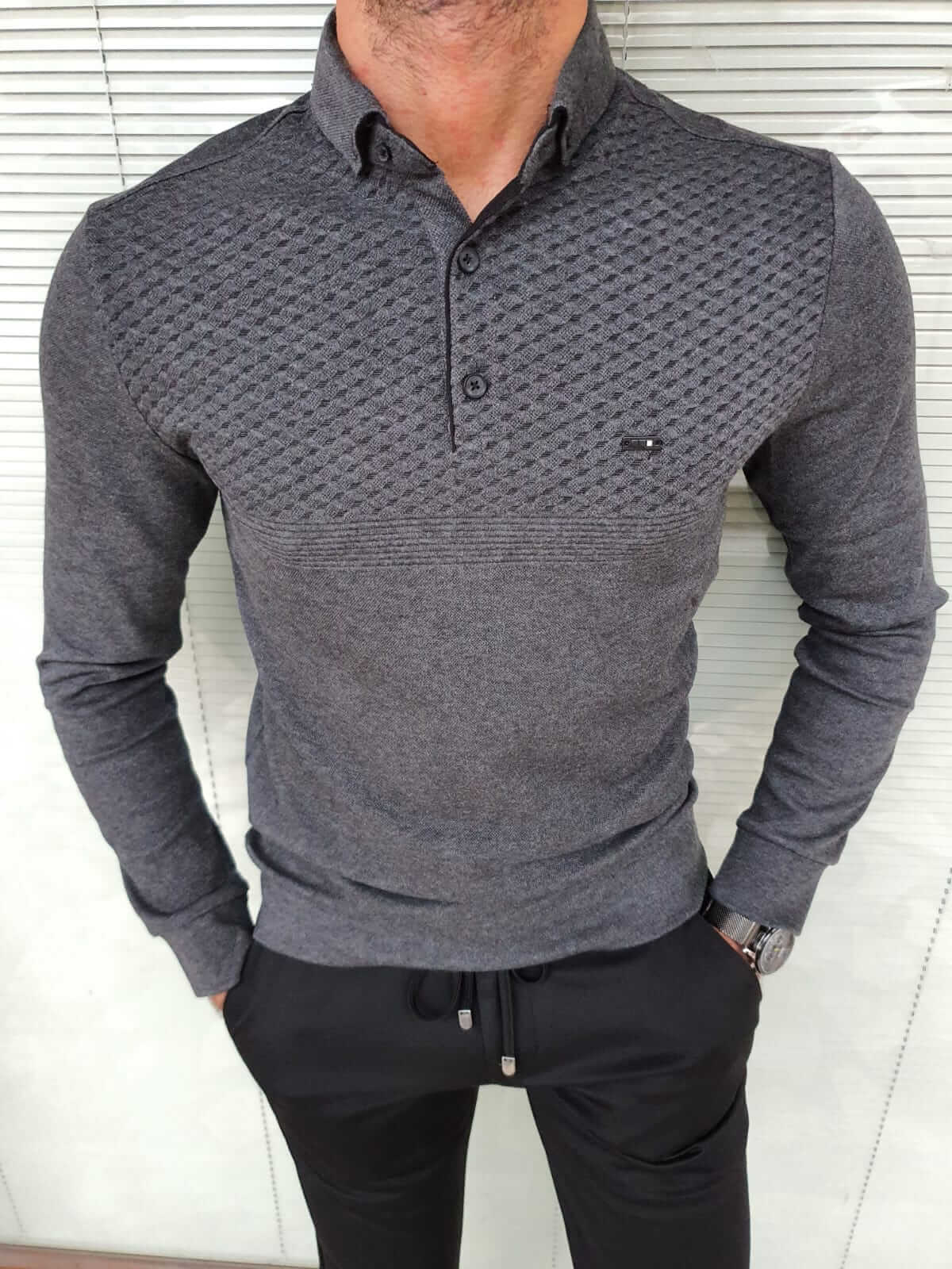 Longsleeve Gray combed knitwear - Image 3