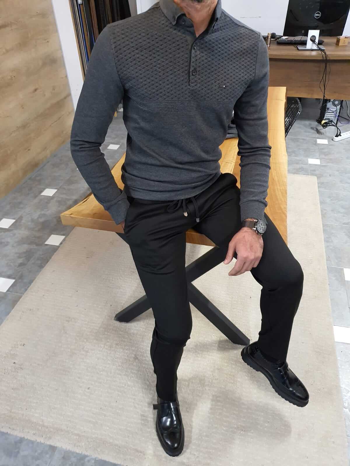 Longsleeve Gray combed knitwear - Image 5