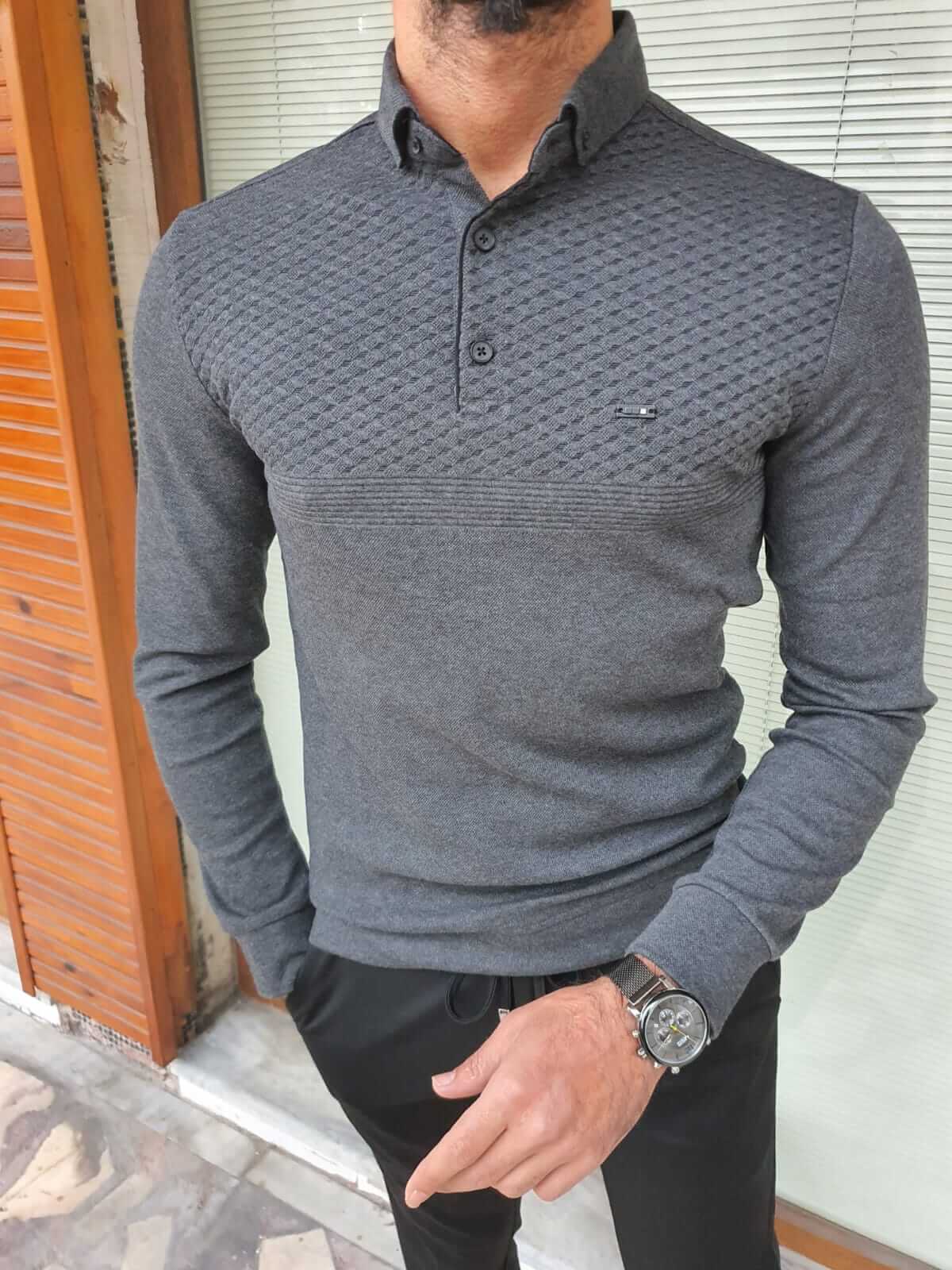 Longsleeve Gray combed knitwear - Image 6