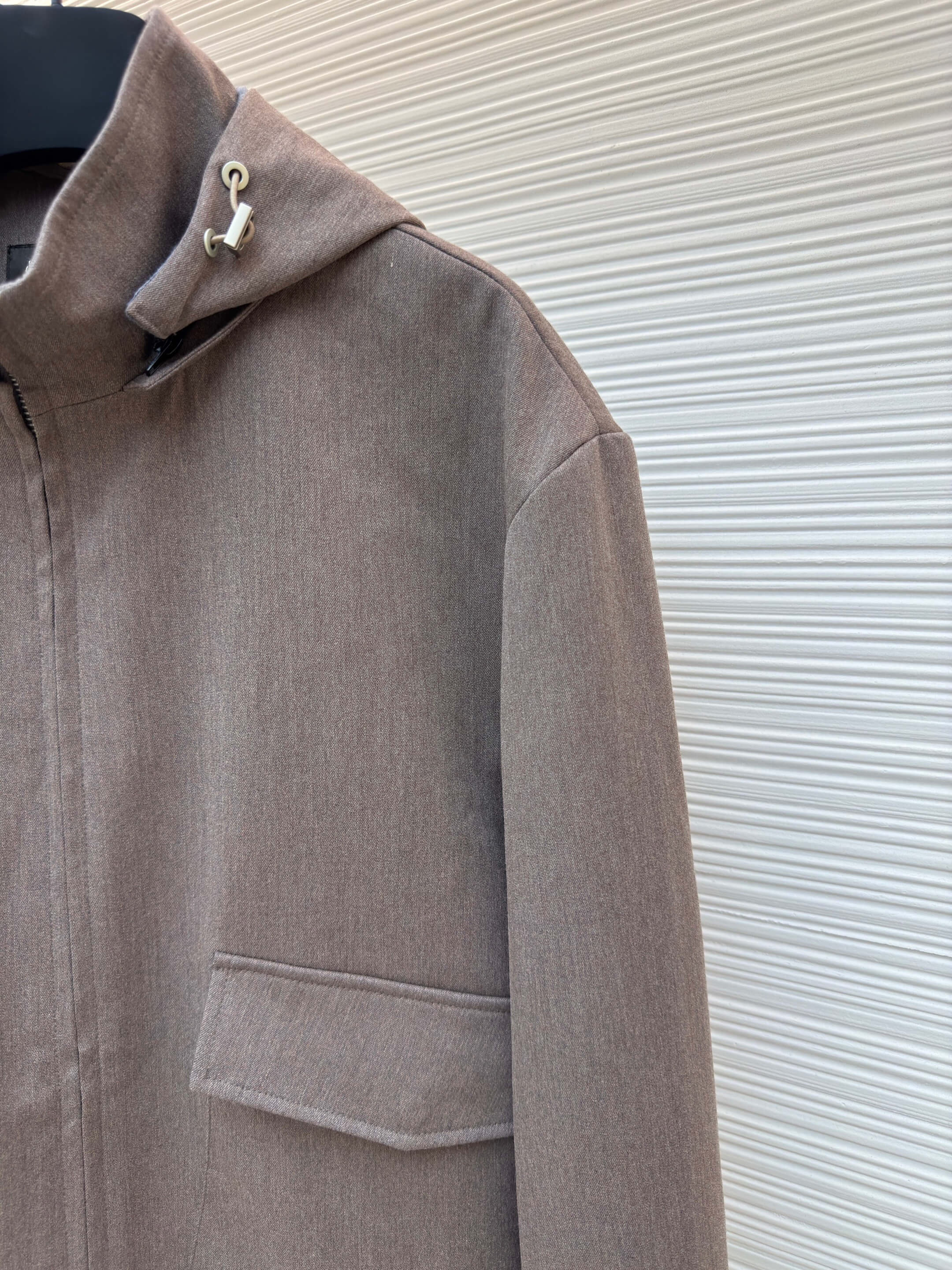 Loro Piana Bomber Pocket Cashmere Hoodie Jacket- Gray - Image 3