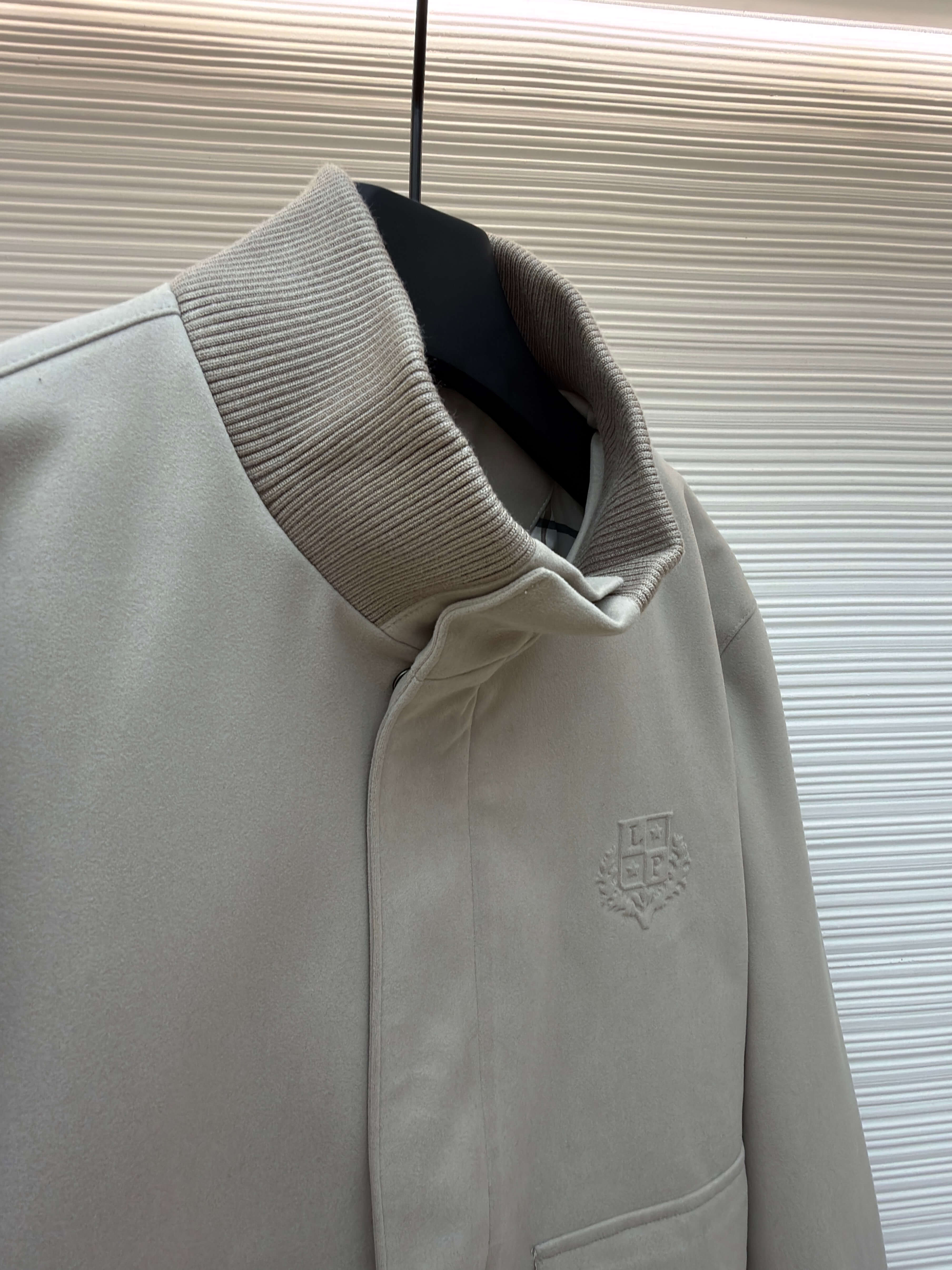 Loro Piana Stand-up Collar Cashmere Jacket- Beige - Image 7
