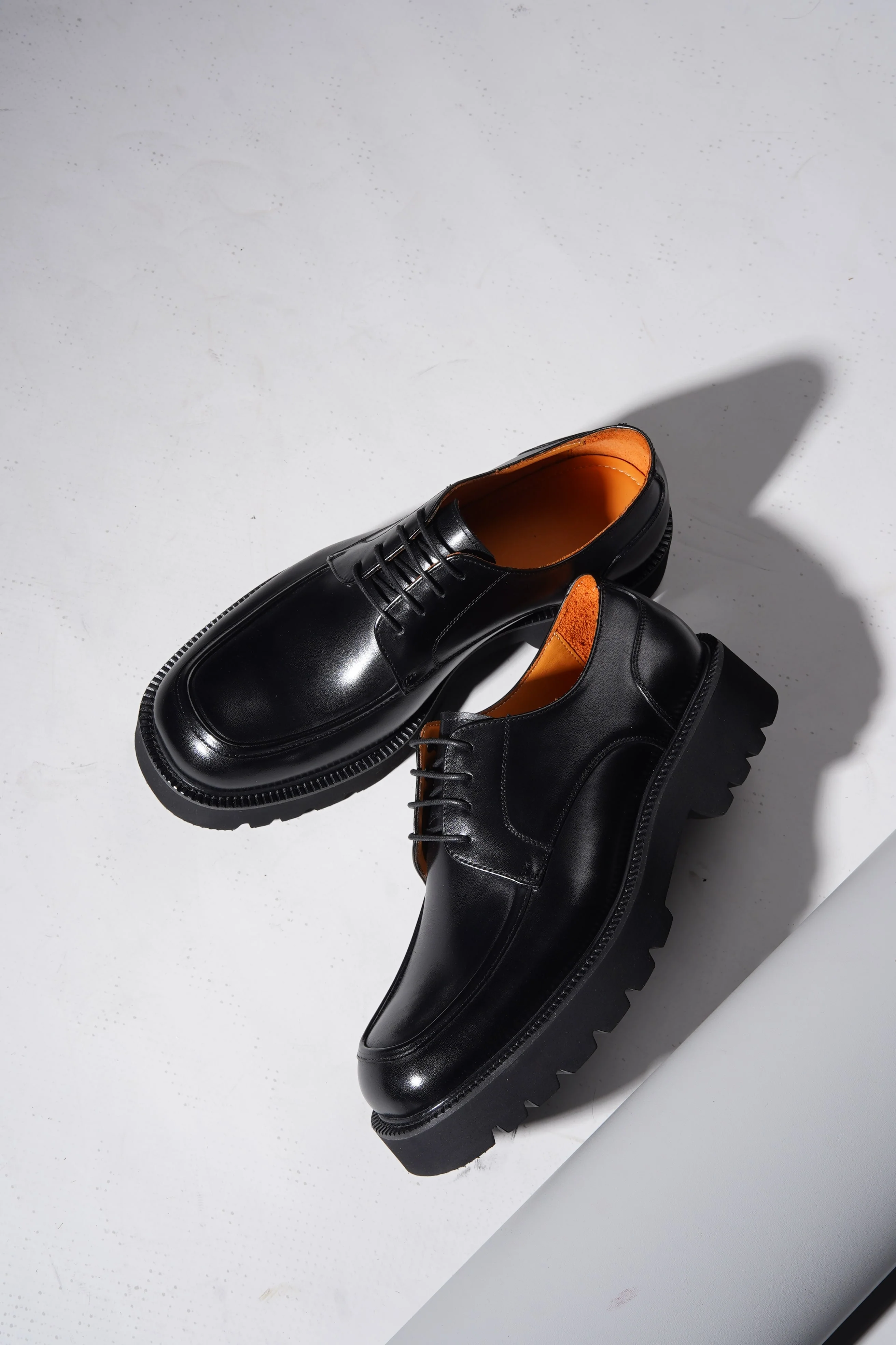 Men's Luxury Black Chunky Derby Shoes. - Image 4