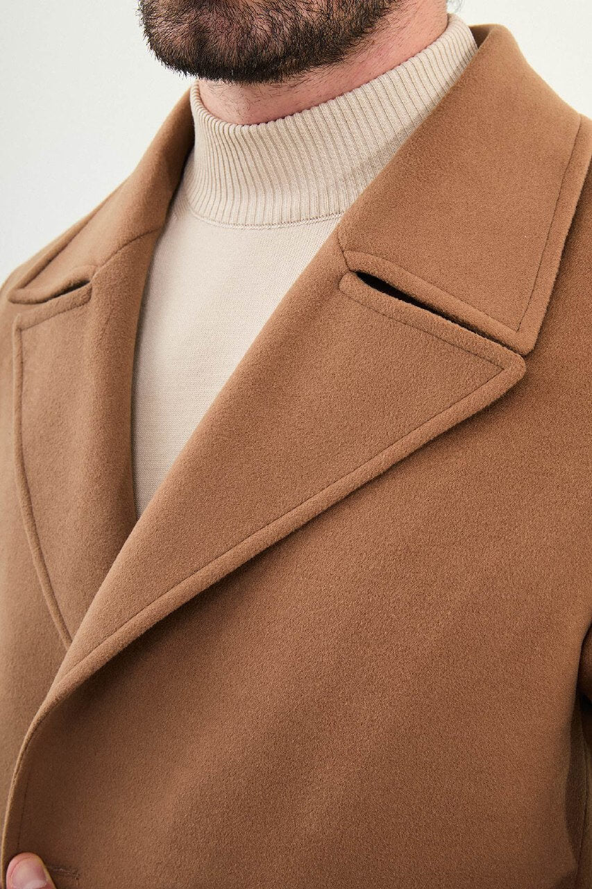 Camel Slim Fit Double-Breasted Coat - Image 3