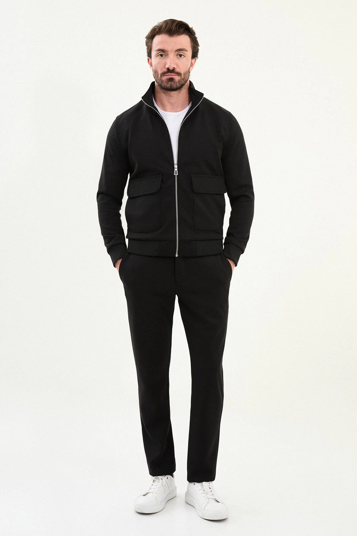 Men’s Black Slim Fit Knitwear Jacket.