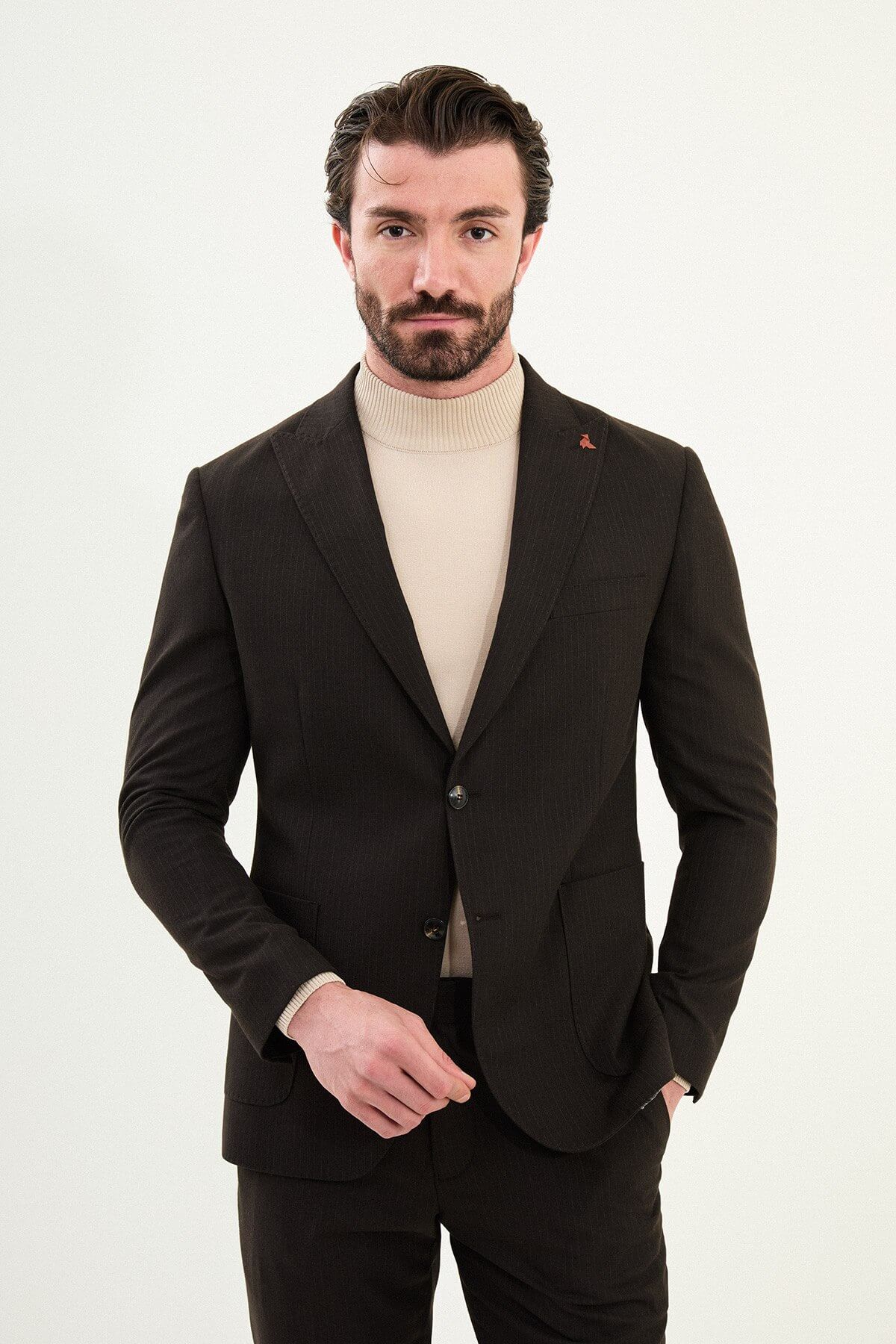 Men’s Brown Slim Fit Suit - Image 2