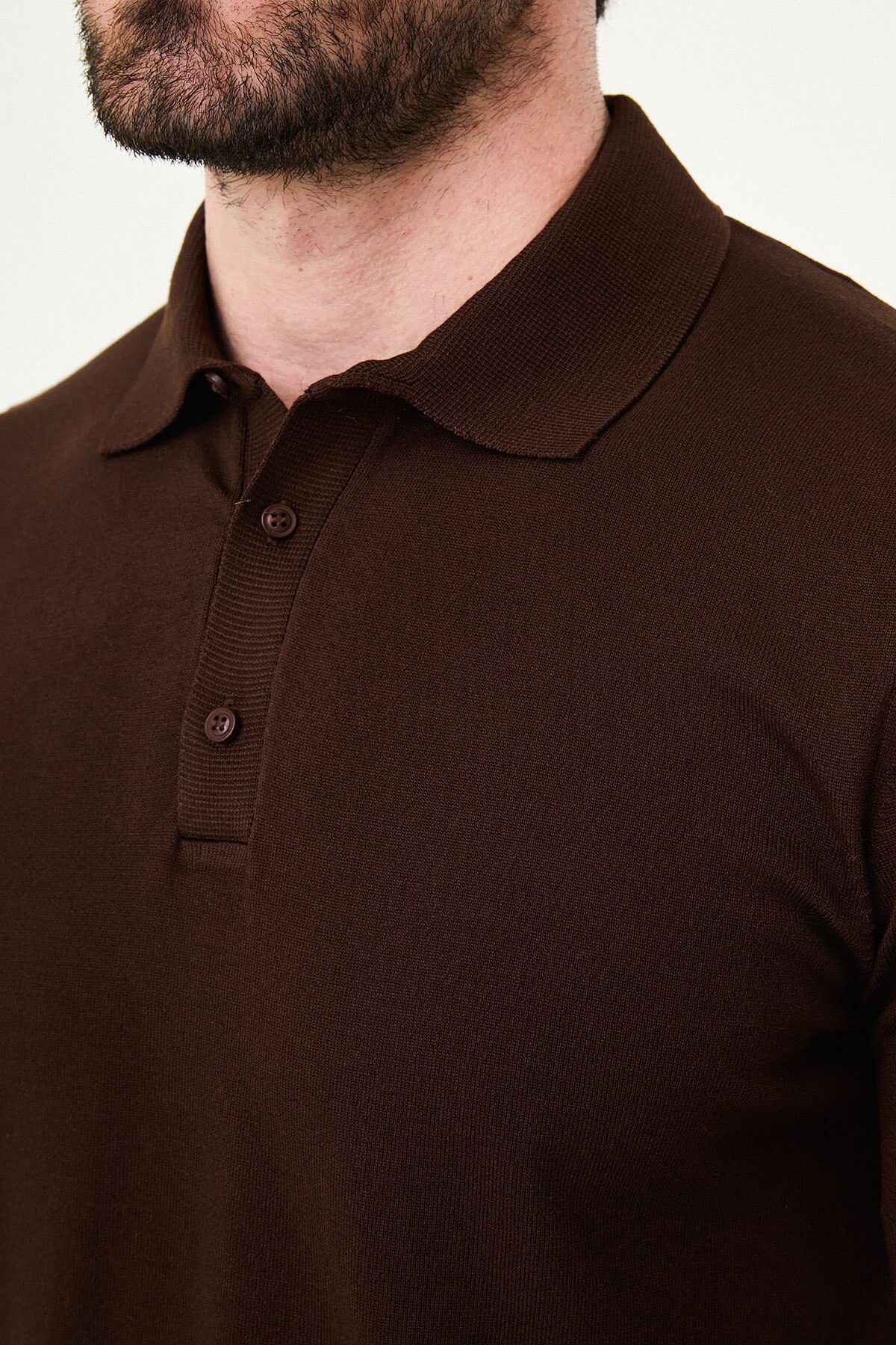 Men’s Dark Brown Slim Fit Summer Polo Shirt - Image 3
