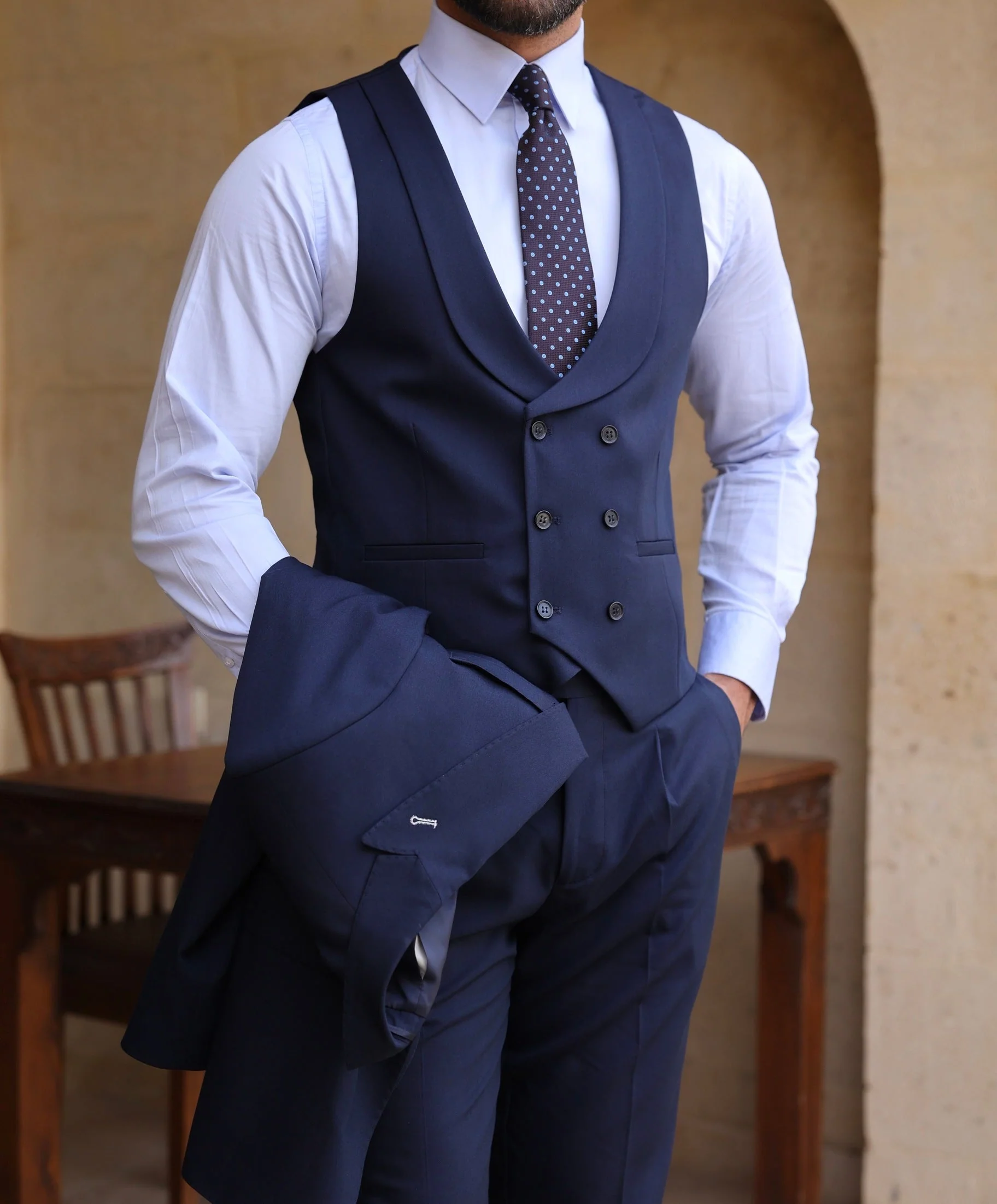 Men’s Formal Navy Modern-Fit 3-Piece Suit. - Image 6