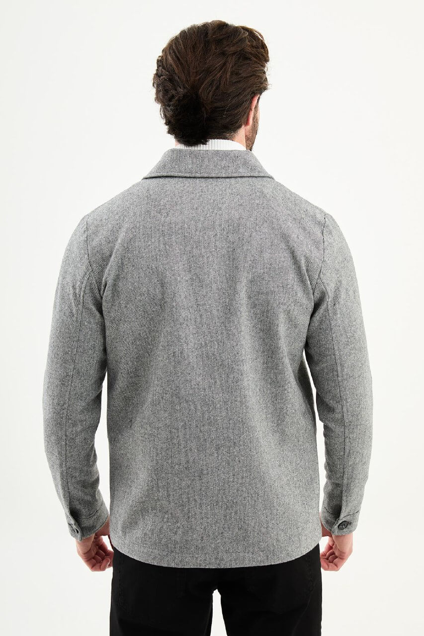 Men’s Gray Wool Blend Utility Jacket - Image 4