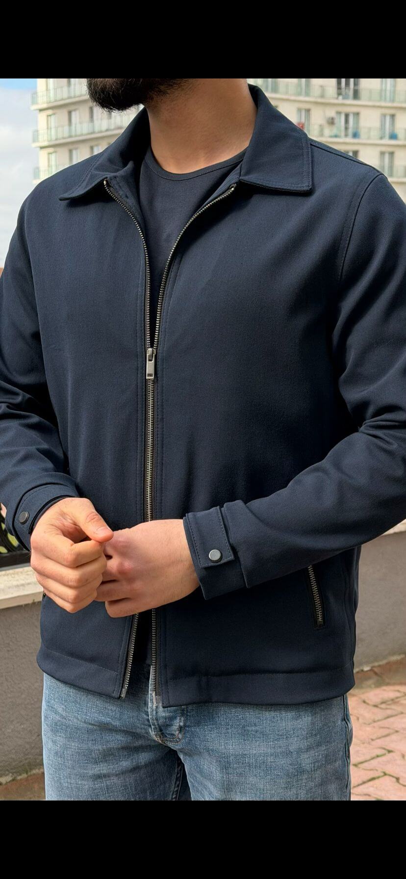 Men’s Navy Blue Zip-Up Jacket. - Image 2