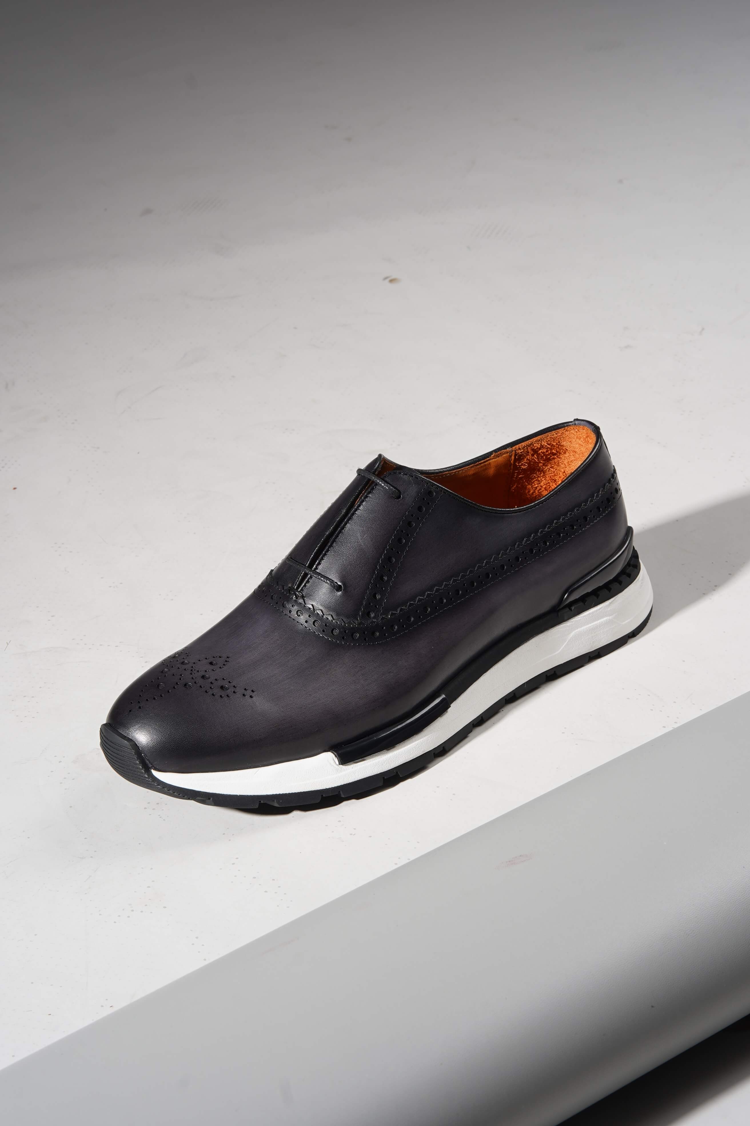 Men’s Navy Minimal Lace Brogue Sneakers