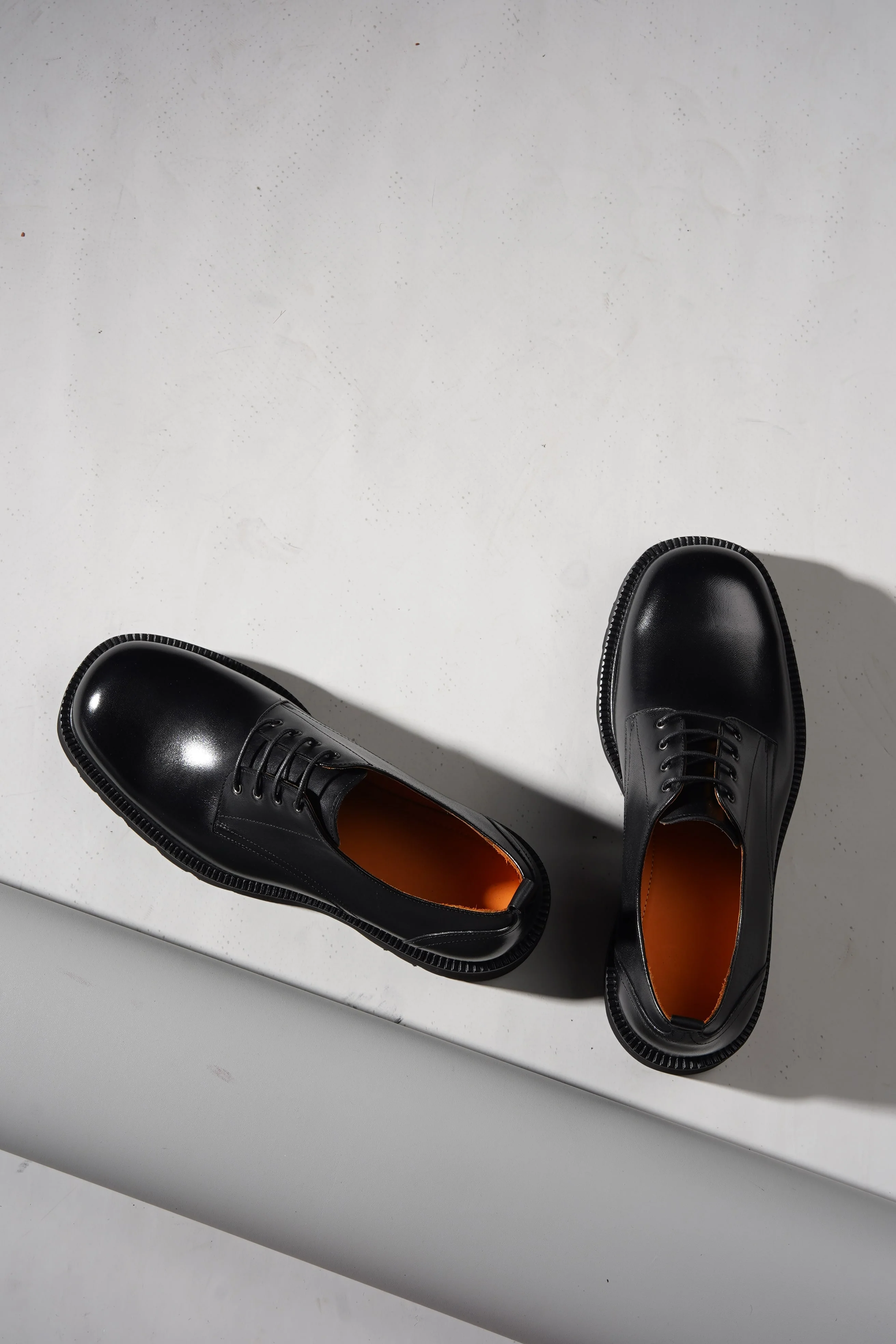 Men's Black Derby Chunky Sole Shoes. - Image 4