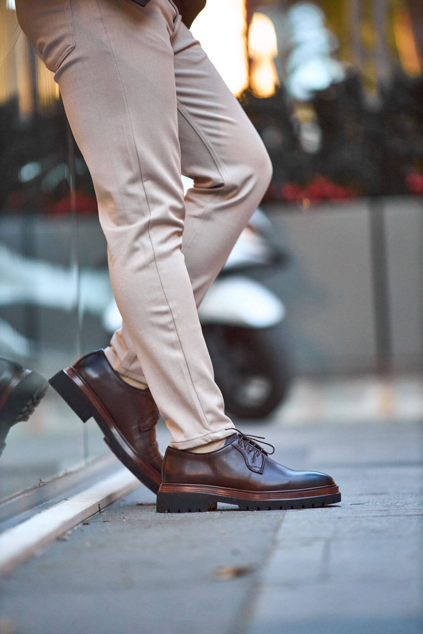 Brown Genuine Leather Chunky Derby Shoes. - Image 4