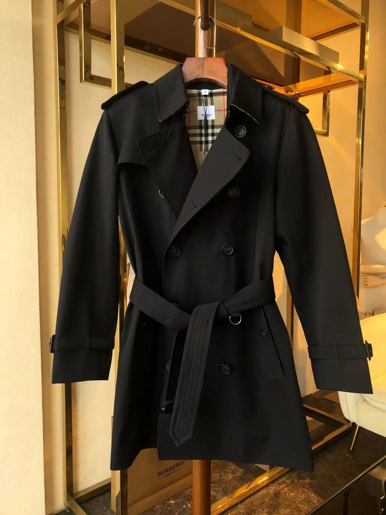 Men's Double-Breasted Black Trench Coat. - Image 3