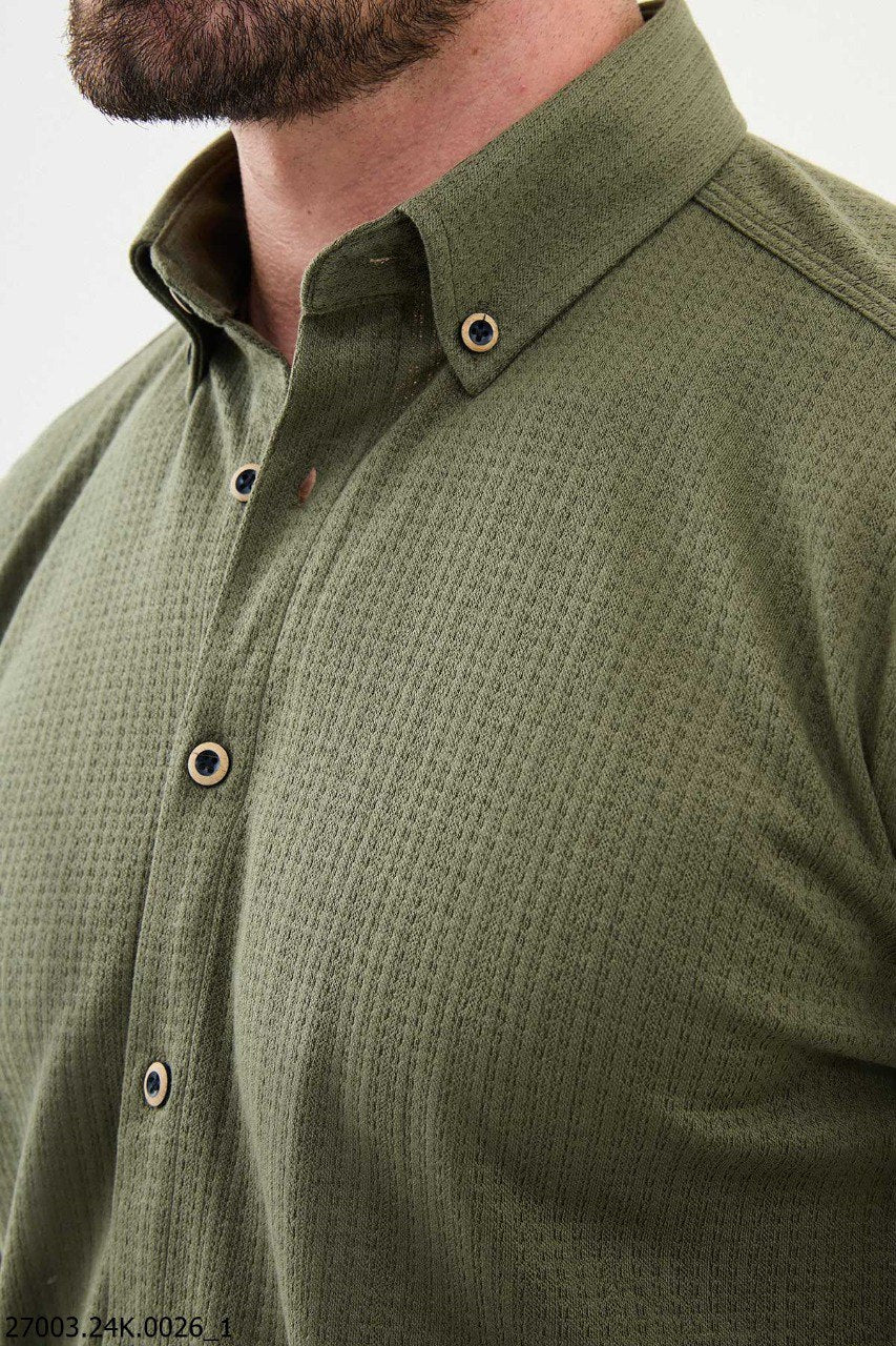 Men's Khaki Button-Down Shirt. - Image 2