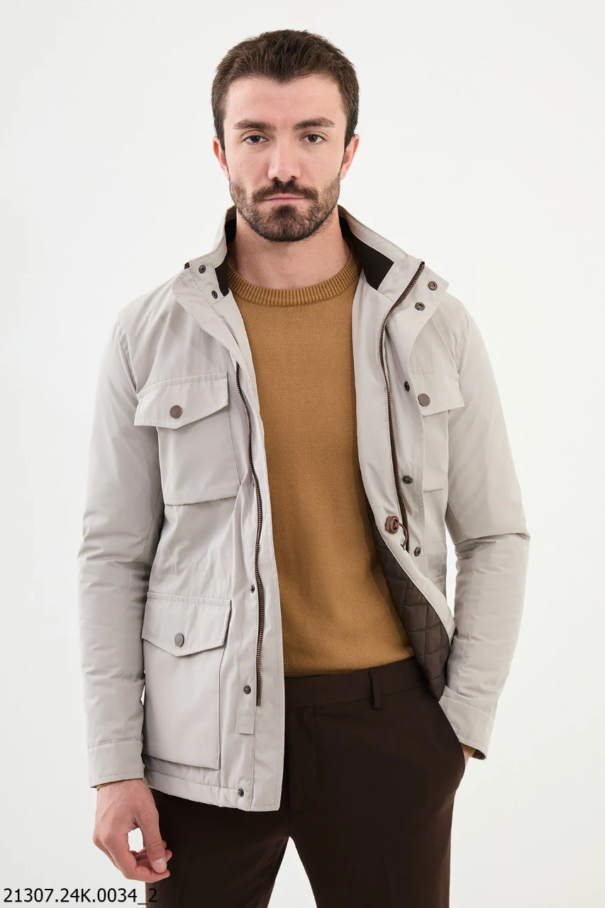 Men's Light Beige Utility Field Jacket - Image 2