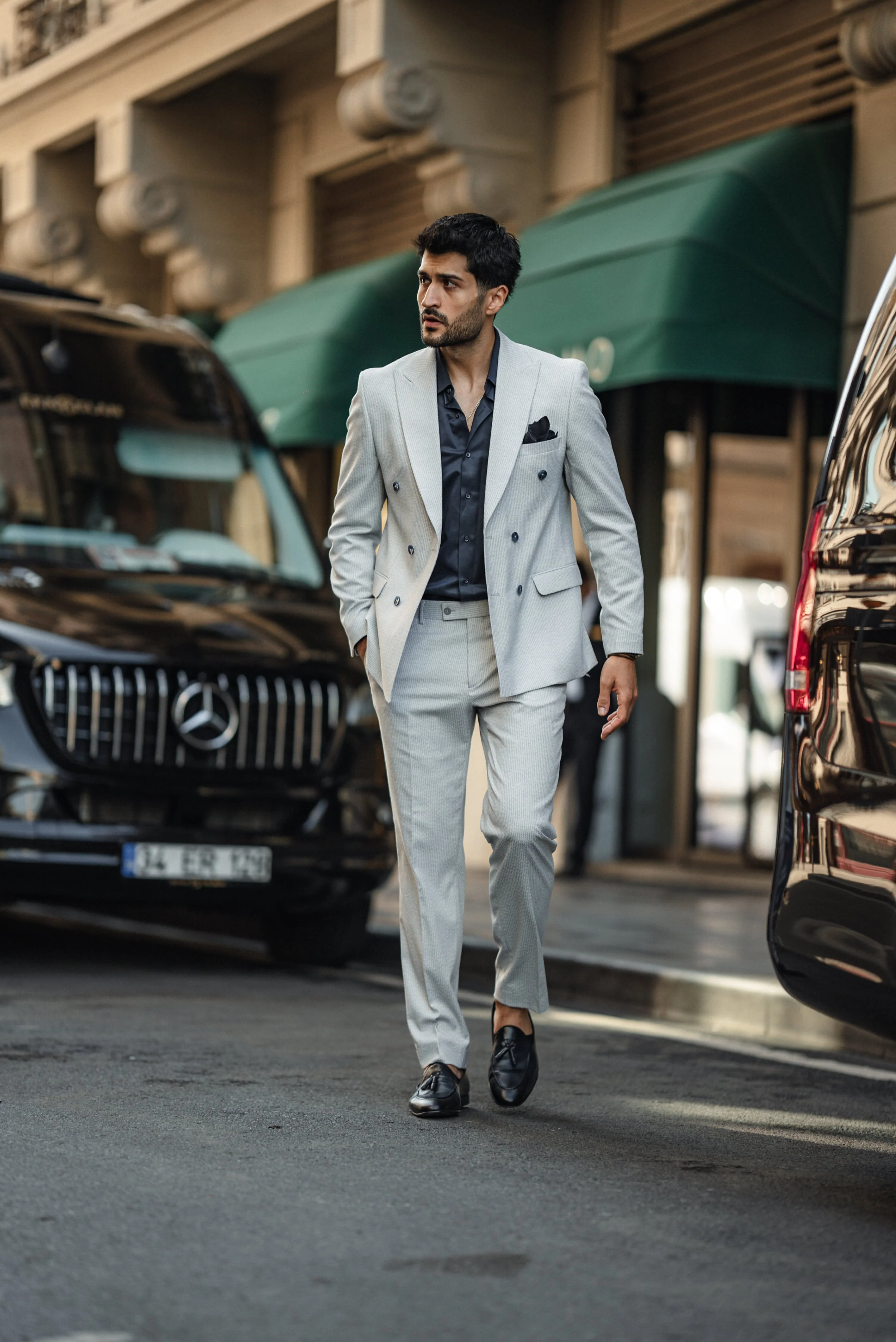 Cannes Light Grey Double-Breasted Suit. - Image 2