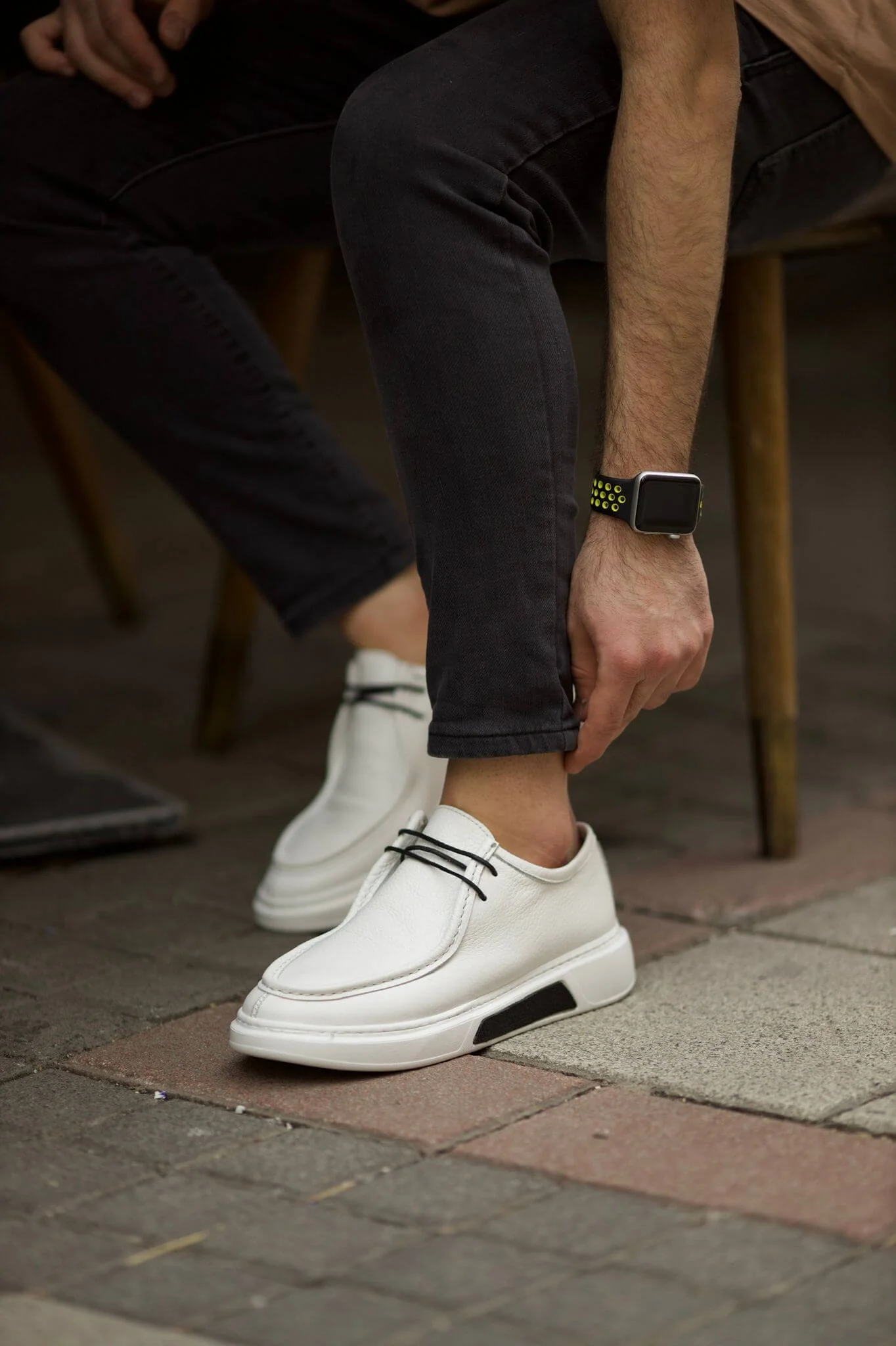 Oslo White Leather Derby Shoes - Image 2