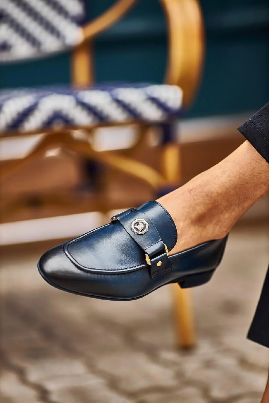 Navy Blue Buckled Loafers - Image 4